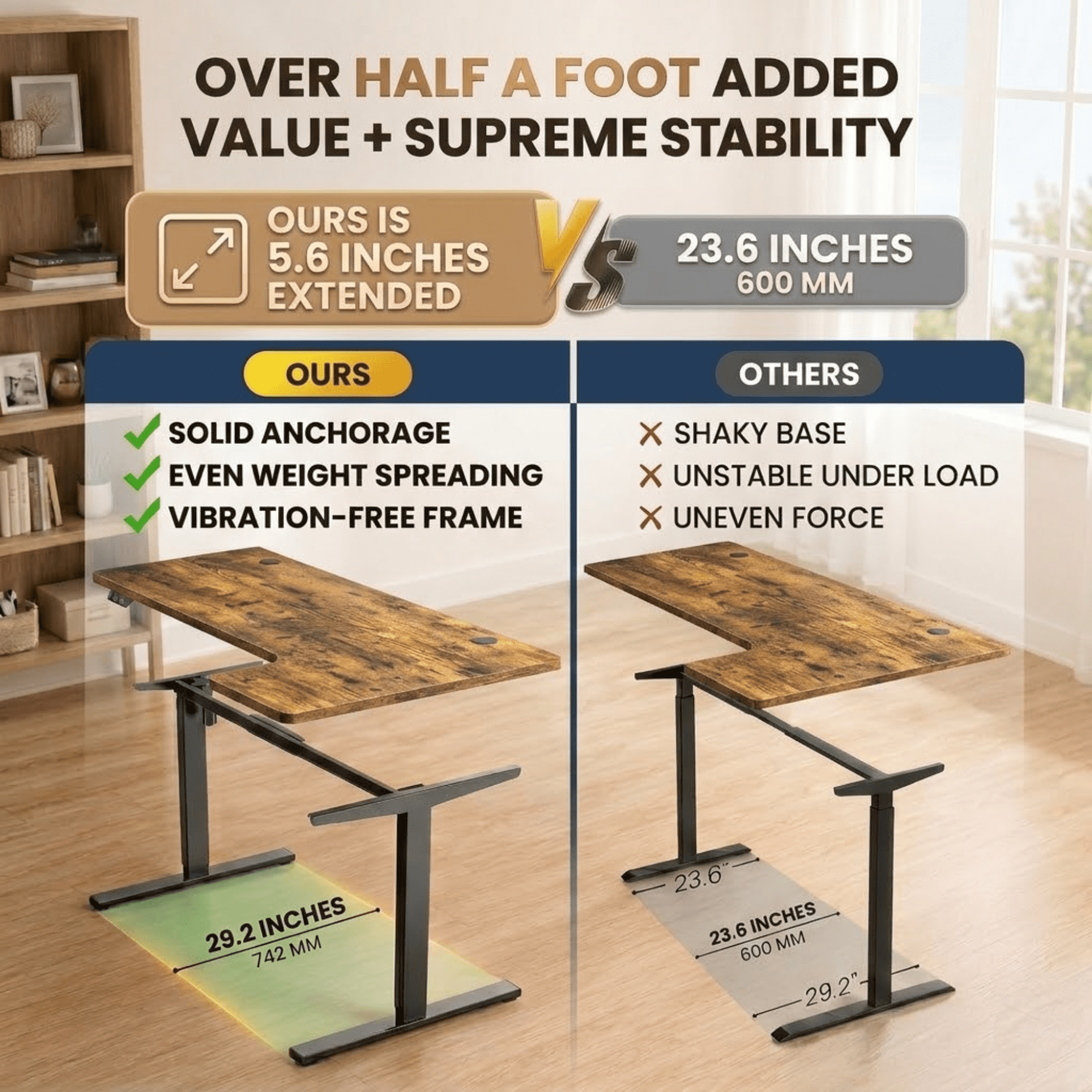 L-Shaped Electric Standing Desk, Adjustable Height Corner Desk with Memory Controller, Heavy-Duty Steel Frame, Quiet Motor, 200 lb Capacity