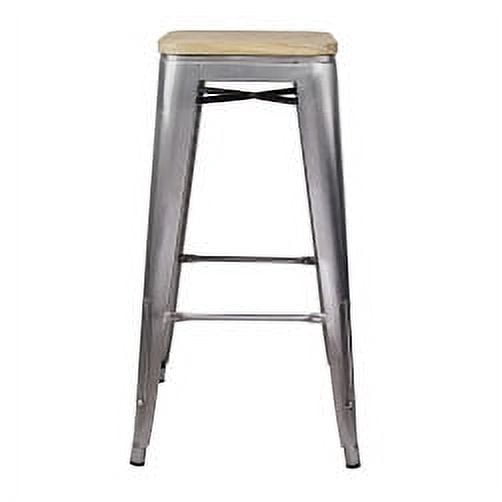 Artdeco Home Temecula 30" Backless Metal Bar Stool with Wooden Seat (Set of 4)