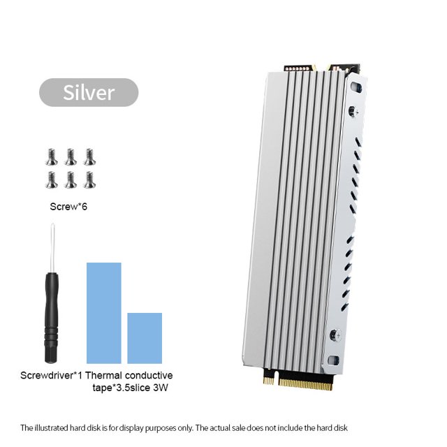 M.2 Heatsink M2 NVMe 2280 SSD Alumium Cooler Solid State Disk Radiator with Thermal Silicone Pad for Laptop Desktop PC Computer Silver Heatsink