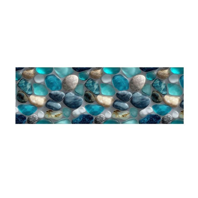 Corridor Stone Patterned Carpet with 3D Pebble Design Washable Floor Mat for Entrance Bathroom and Kitchen Use