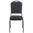 thumbnail image 4 of Emma + Oliver 4 Pack Crown Back Stack Banquet Chair in Black Pattern Fabric - Silver Vein Frame, 4 of 12