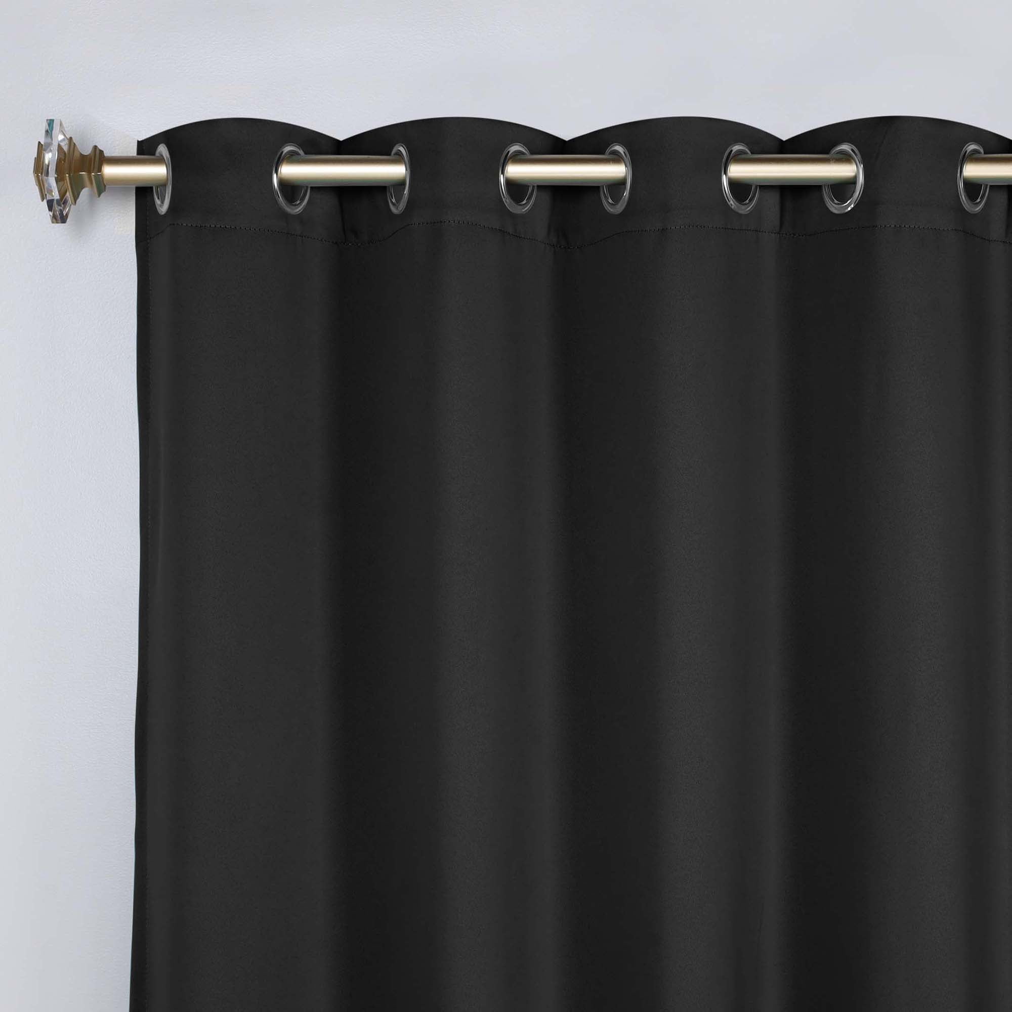 Superior Blackout Solid Light Filtering Grommet Curtain Panel Set, 52" x 63", Black