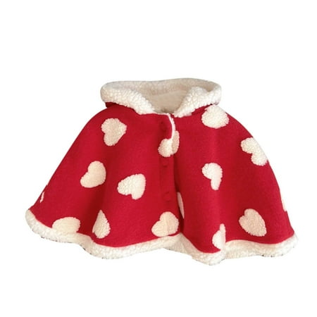 

Aompmsdx Baby Toddler Boys Girls Wool Blend Winter Hooded Outerwear Capes Poncho Coathello Kitty