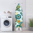 thumbnail image 3 of HELLHERO 15x54 Inch Iron Board Cover Elastic Edge Teal Floral Pattern Polyester Fiber Fabric for Laundry Accessories, 3 of 5