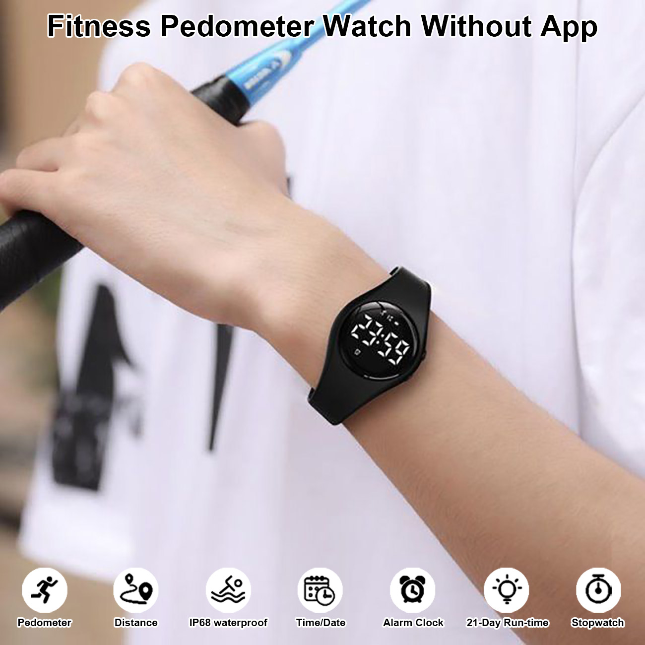 Digital Waterproof Pedometer Watch - Non-Bluetooth Step Counter Watch