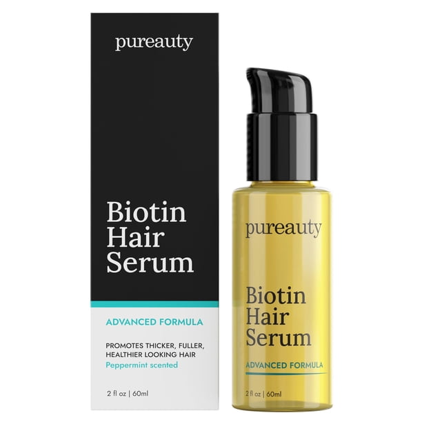 Suero para el crecimiento del cabello con biotina, fórmula tópica avanzada para ayudar a crecer un cabello sano y fuerte, adecuado para hombres y mujeres de todo tipo de cabello, soporte para la pérdi