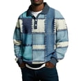 thumbnail image 5 of LWavelet Men's Denim Patchwork Polo Shirt - Retro Vibe, Perfect for Casual Leisure & Spring Outfits Sky Blue 4XL, 5 of 5