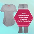 thumbnail image 5 of Natural Uniforms Women's Ultra Soft Stretch Drop-Neck 2 Pocket Scrub Top and Pants 82009200N (Grey, Large), 5 of 7