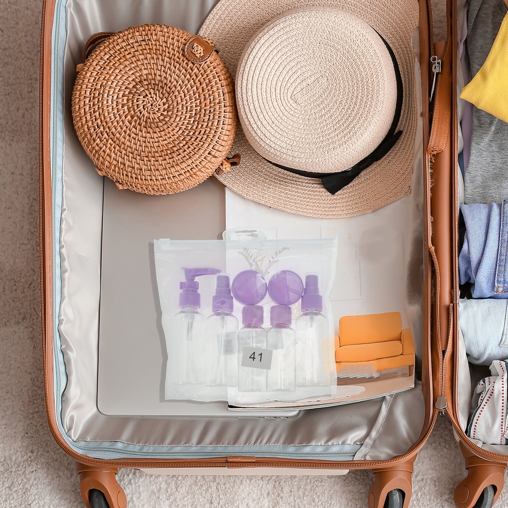 Unique Bargains Portable Travel Bottles Set of 7 Pcs Purple