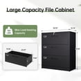 thumbnail image 4 of STANI Lateral File Cabinet with Lock, 3 Drawer Metal Lockable Filing Cabinet for Hanging Files Letter/Legal/F4/A4 Size, Assembly Required - Black, 4 of 11