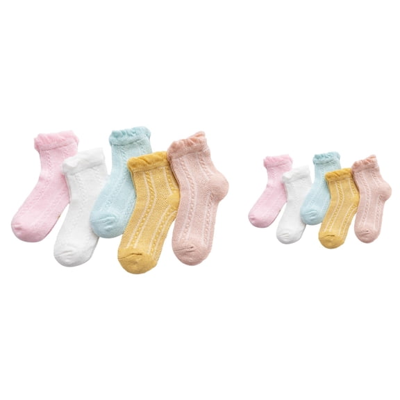 Cotton Floor Socks for Women, 5-Pair Summer Crew Socks Casual Ankle Breathable Thin Solid Color Fashion Calf Socks