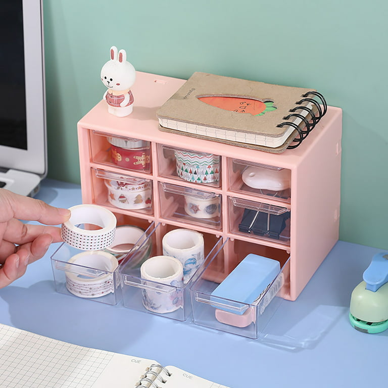 Pink Drawer Plastic Storage Cute Locker Decor Mini Drawer Organizer,  Cosmetic Dresser Stationery Organizer, Cute Plastic Dresser Kawaii Plastic