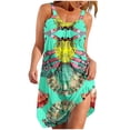 thumbnail image 2 of Viikei Womens Summer Dresses,Plus Size Summer Maxi Dress for Women,Women's Sleeveless Round Neck Printed Casual Daily Beach Medium Style Dress Green XXL, 2 of 5