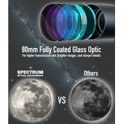 SpectrumOI 80mm Telescope for Kids 8-12 Telescope for Adults Astronomy Gifts - Premium EQ Refractor Telescope with Aspherical Eyepiece