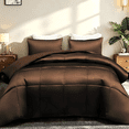 thumbnail image 3 of Whale Flotilla 3-Piece Reversible Silky Satin King Size Comforter Bedding Set, Lightweight Luxury Comforters with 2 Pillowcases All-Season, Brown, 3 of 10