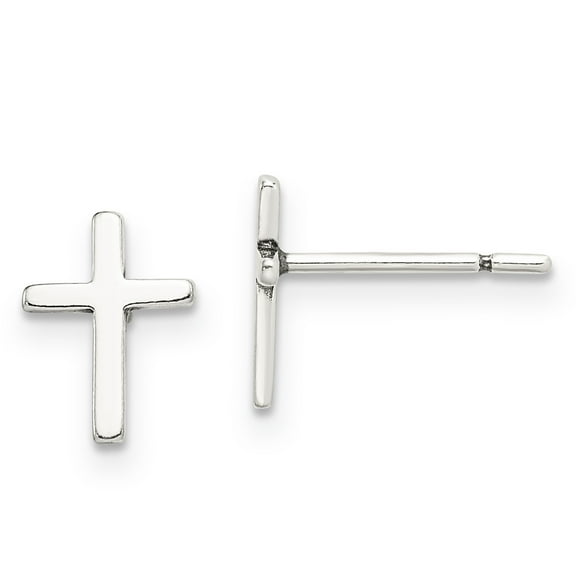 Sterling Silver Polished Latin Cross Post Earrings