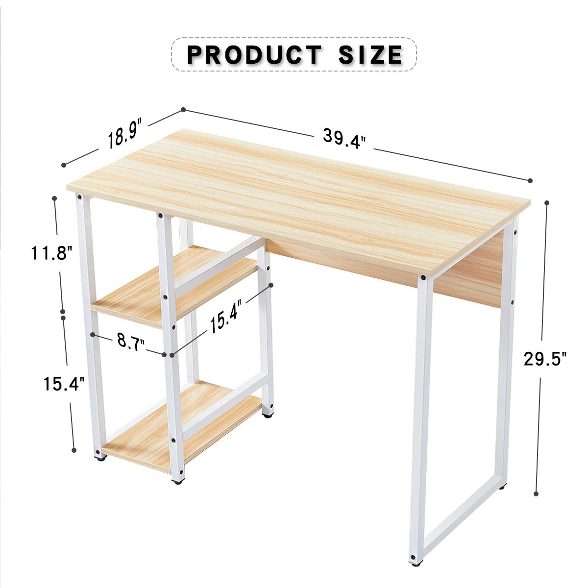 Computer Desk,39.4 inches Home Office Desk Writing Study Table Modern Simple  Style PC Desk with Metal Frame，Nature 