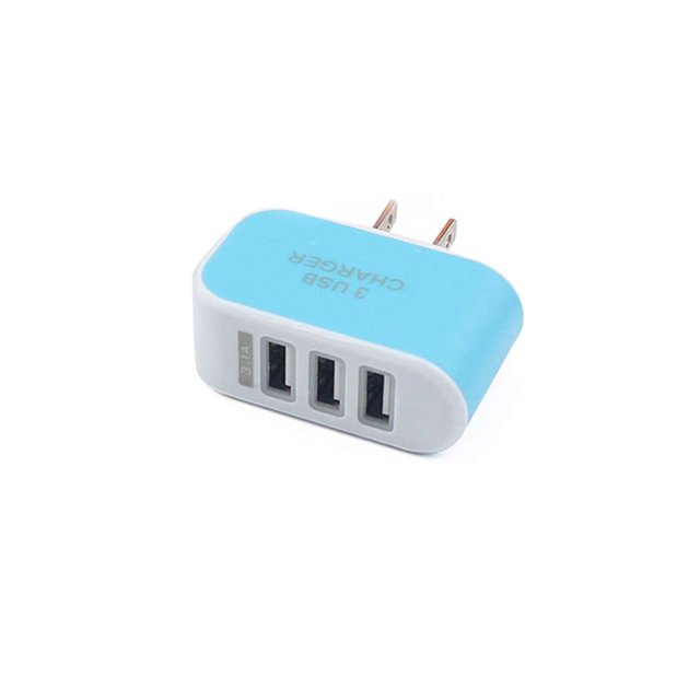 Universal Candy Color 3 USB Multi-Port Wall adapter ; Charger US Plug Wall Adapter Cube Block AC 110-220V 5V