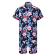 thumbnail image 2 of JYYYBF Men's 2 Pcs Beach Set Leaves/Flower Print Short Sleeve Holiday Hawaii Shirts Tops Casual Elastic Waist Shorts Summer Outfits, 2 of 6
