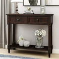 thumbnail image 2 of P PURLOVE Sofa Table Antique Style Wooden Console Table with 2 Drawers and Bottom Shelf (Dark Espresso), 2 of 4
