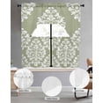 thumbnail image 2 of Baroque Sage Green Swag Kitchen Curtains Sets for Windows 24 Inch Length, Vintage Damask Classic Floral Short Window Curtain Panels Swags Valances and Tiers 3 Piece Set for Cafe/Dining Room, 2 of 5
