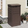 thumbnail image 6 of Uforic 32 Gallon Outdoor Trash Can, Waterproof Resin Garbage Bin with Lid & Drip Tray for Porch Backyard Patio, Dark Brown, 6 of 10