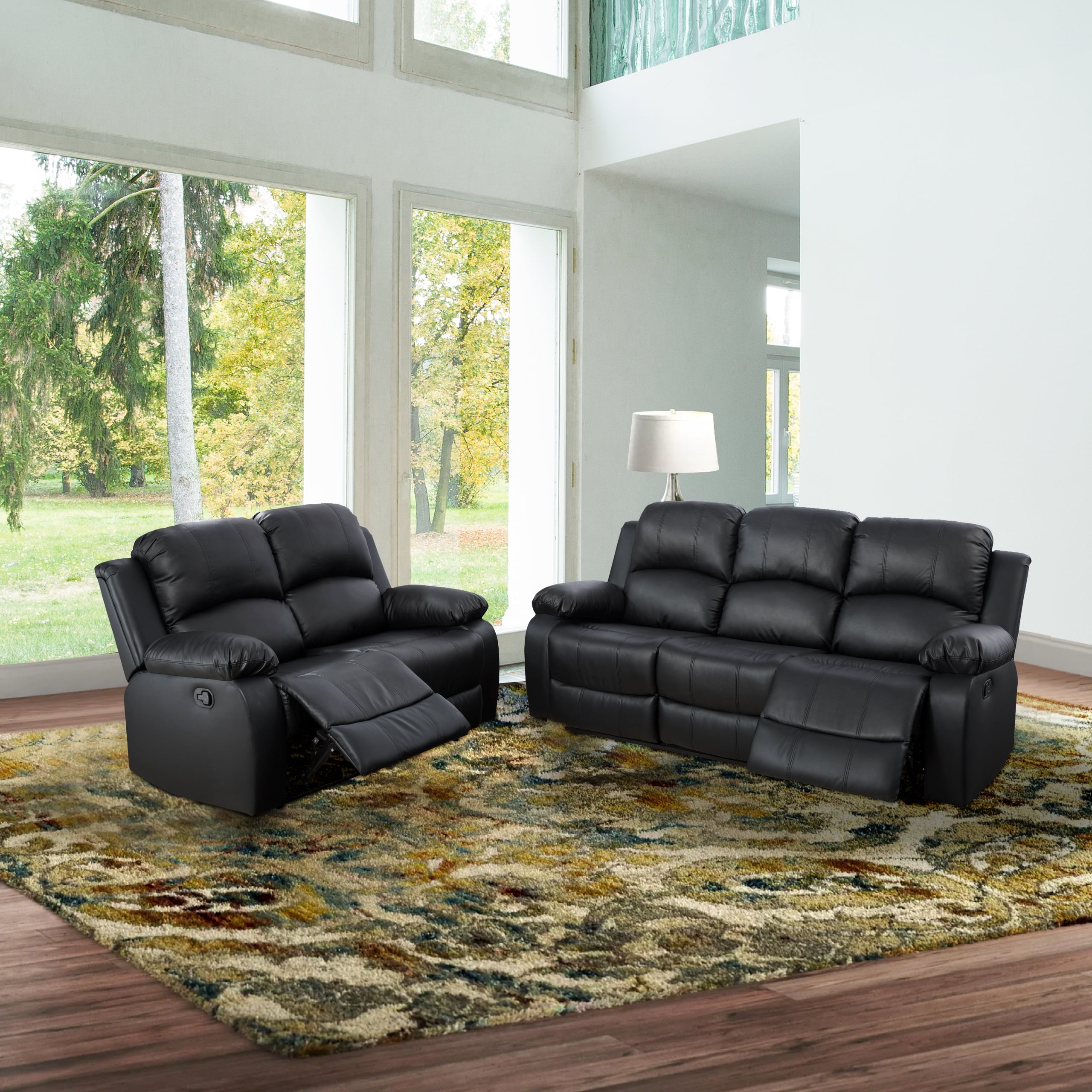Ainehome3 Pieces Faux Leather Reclining Configurable Living Room Set