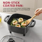 AORAN KITCHEN Electric Frying Pan with Lid, Multifunctional Skillet for Frying, Grilling, Boiling & Cooking, Nonstick, Compact, Easy-to-Clean, Adjustable Temp Control Black