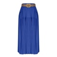 thumbnail image 2 of sckarle Womens Maxi Skirt 2026 Summer Boho Flowy Casual Cotton Linen Skirt Elastic High Waisted Swing A-line Long Skirts with Pockets Blue,M, 2 of 6