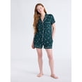 thumbnail image 3 of Joyspun Women’s Dreamy Soft Collection Notch Collar Knit Top and Boxer Shorts Pajama Set, Sizes XS-3X, 3 of 6