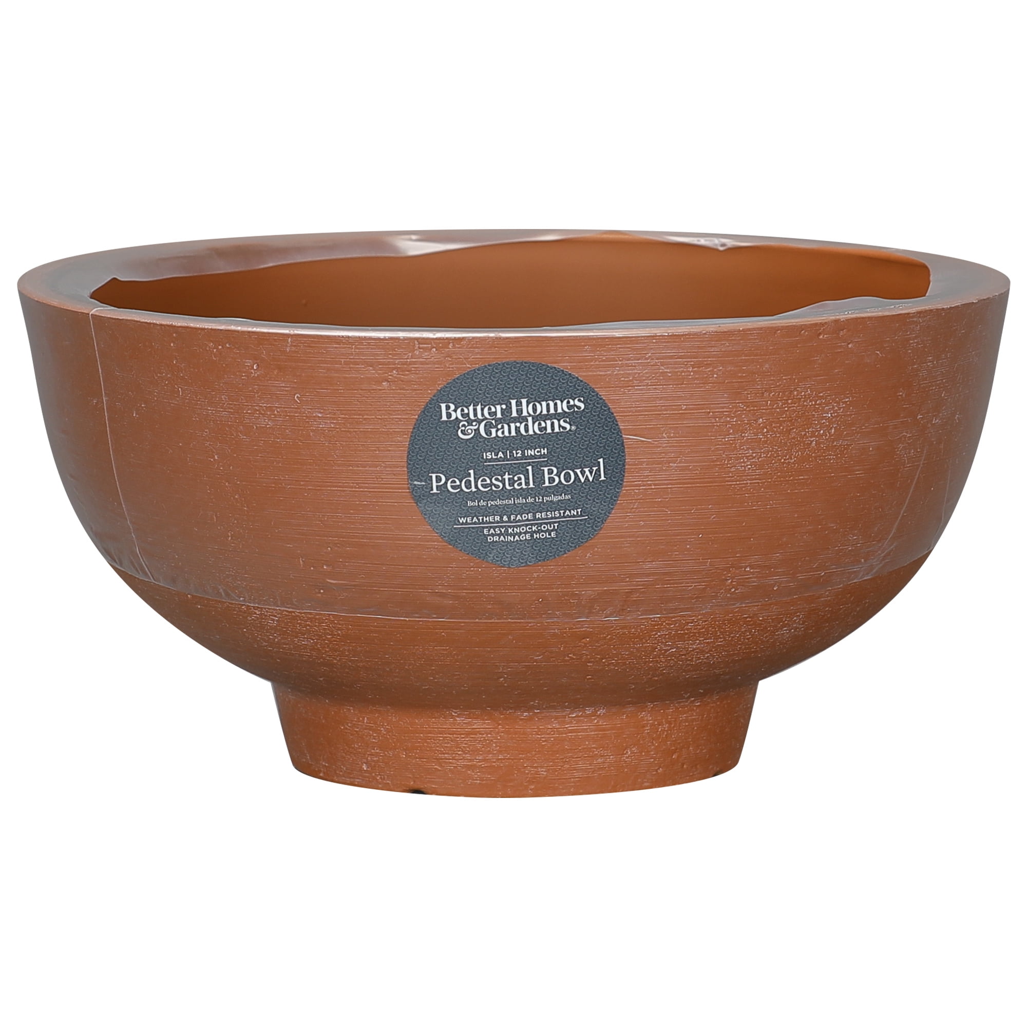 (2 pack) Better Homes & Gardens Bowl Planter, Terracotta Recycled Resin, 12 in x 12 in x 6 in