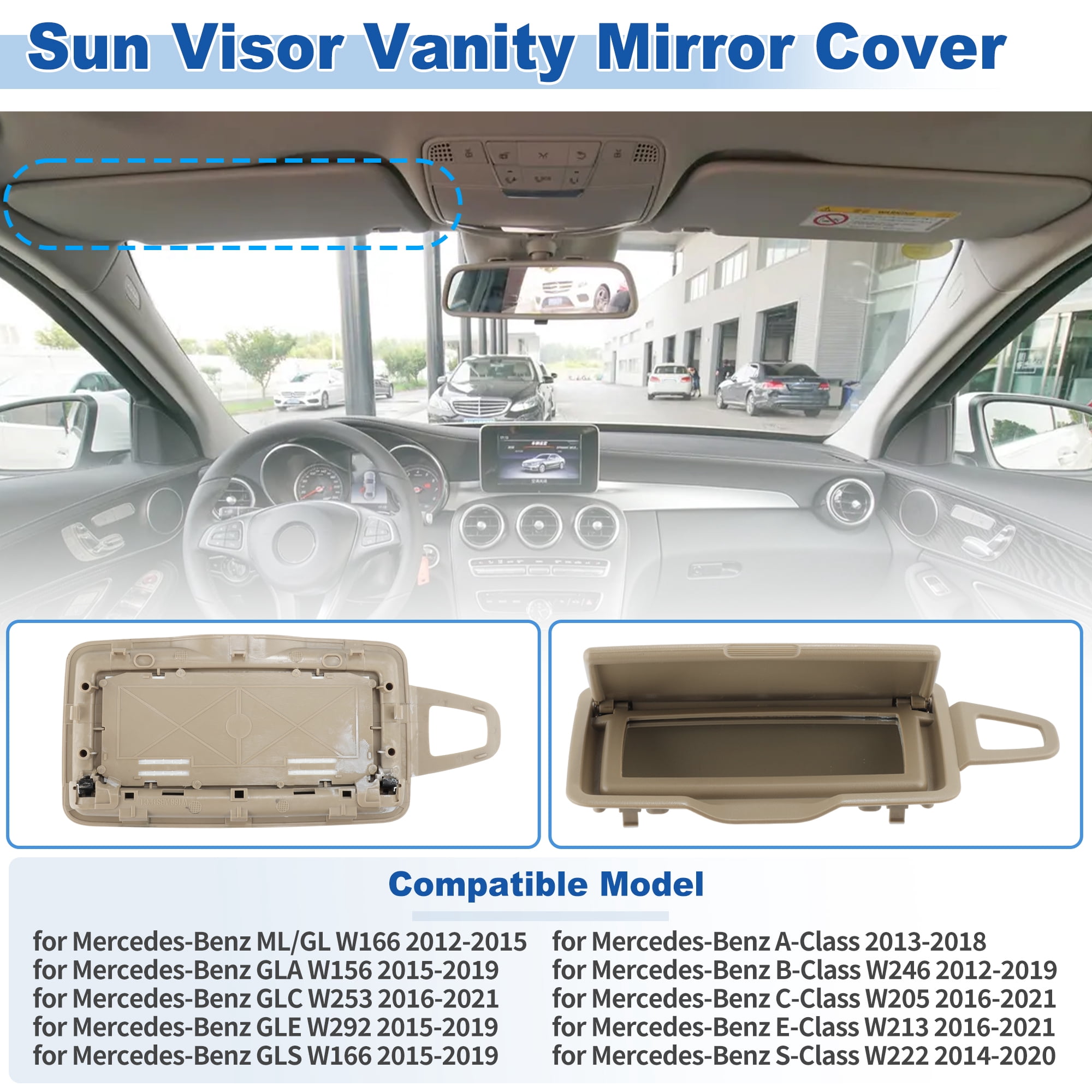 Unique Bargains Sun Visor Mirror Cover for Mercedes-Benz GLA W156/GLE W292 2015-2019