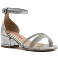 thumbnail image 3 of Sandalia De Tacon Zapatilla para Niña Plata Brillos Fiesta gris 18, 3 of 5