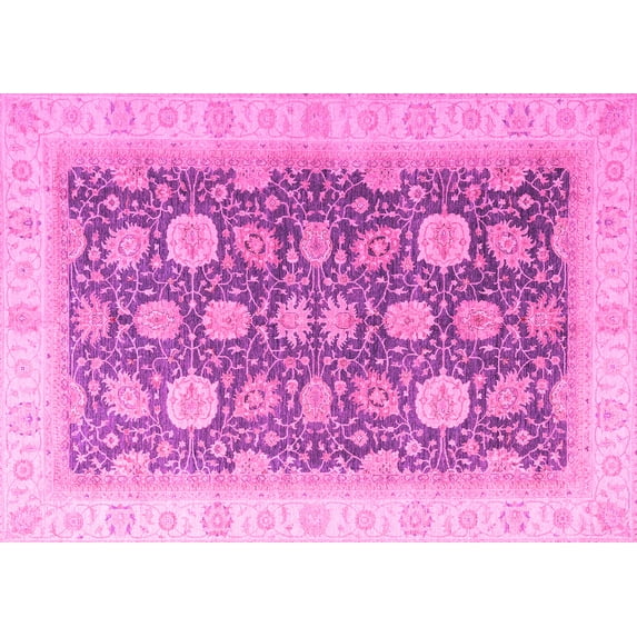 Ahgly Company Indoor Rectangle Oriental Pink Modern Area Rugs, 2' x 5'