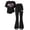 Black, variant on XEGLSBU Girl Outfits Long Sleeve Girls Casual Outfit Loose Fit Short Sleeve Top with Flare Pants 2Pcs Summer Suit for Child Black Size 11-12 Years