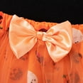 thumbnail image 4 of Weebloom Halloween Toddler Outfits For Girls Infant Letters Cartoon Pumpkin Printing Flying Sleeve Long Sleeve Romper Short Skirt With Headband 3Pc Suit Dailywear Outfit 12-18 Months Orange, 4 of 6