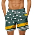 thumbnail image 2 of Huowey Casual Swim Trunks For Men Independence Day Patriotic Graphic Stars Striped Print Summer Beachwear Lightweight Elastic Waistband Wide Leg Loose Fit 4Th Of July Beach Shorts,Army Green,XXL, 2 of 4