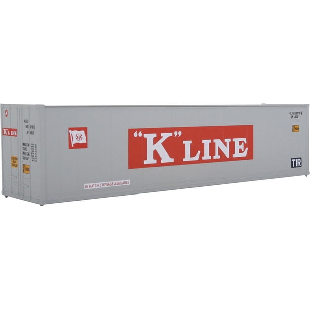 Walthers SceneMaster HO Modelo a escala de K-Line (gris rojo blanco) Contenedor refrigerado de lado liso de 40' Hi Cube 949-8351