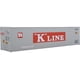 thumbnail image 1 of Walthers SceneMaster HO Modelo a escala de K-Line (gris rojo blanco) Contenedor refrigerado de lado liso de 40' Hi Cube 949-8351, 1 of 1