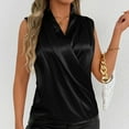 thumbnail image 2 of Wyobmus Womens Silk Satin Tank Tops Casual Cross Wrap Tops V Neck Tunic Ruched Dancing Party Outfits Sleeveless Camisole Blouses Summer Basic Tank Shirt B-Black, 2 of 7