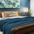 thumbnail image 2 of 100% Cotton Waffle Woven Soft Knit Throw Blanket for Bed Couch Sofa Teal Blue Throw(47" x 70"), 2 of 8