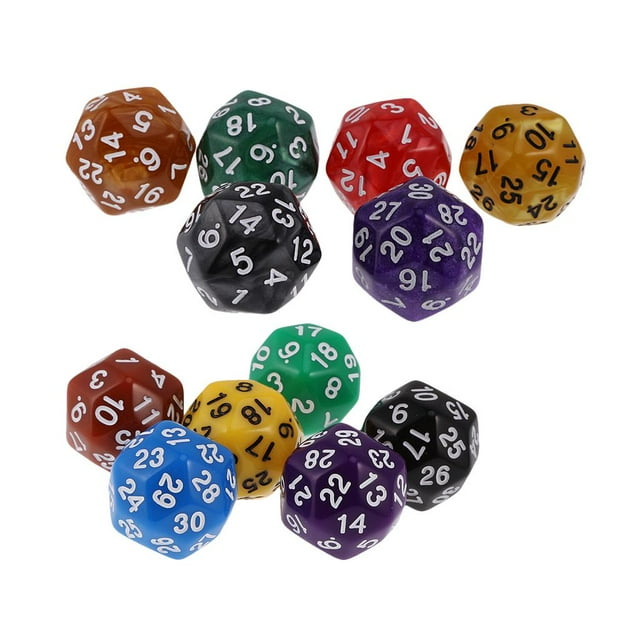 12 piezas de Dados D30 de múltiples caras Yotijar RPG MTC Suministros para fiestas D30 Dados poliédricos