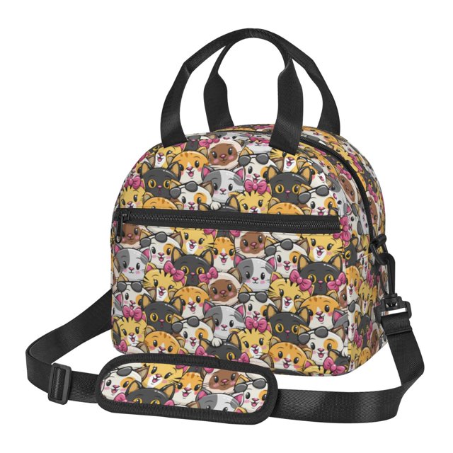 Balery Cute Cat Bolsa de Almuerzo Impresa, Caja de Almuerzo Reutilizable, Bolsa Térmica Aislada para Almuerzo, Bolsa Antiderrames