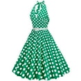 thumbnail image 3 of Wycnly Dresses for Women Evening Party Prom Vintage 1950S Pleated Swing Strap Dresses with Belt Halter Sleeveless Dot Print Summer Midi Formal Dress Green m, 3 of 6