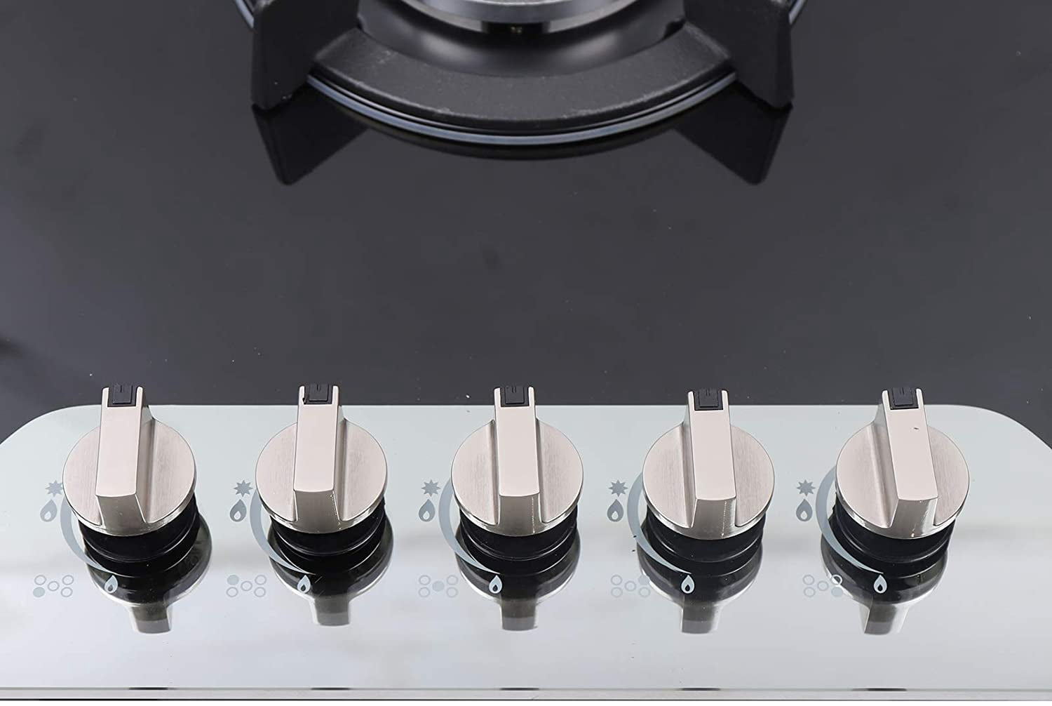 Fetcoi, Gas Cooktop 35.4" Tempered Glass LPG/NG Gas Built in 5 Burner Gas Stove Iron Grate Stove Hob Cooktop Tempered Glass Fuel