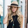 thumbnail image 4 of Women Straw Panama Hat Travel Fedora Beach Sun Hat Summer Wide Brim Straw Roll up Hat UPF 50+, 4 of 5