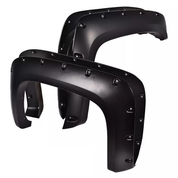 Suitable for Fender Flares for 2007-2013 Chevy Silverado 1500&2007-2014 2500HD/3500HD - 4-Piece Riveted Smooth Black Wheel Cover Protectors for 78.0"/97.6" Long Beds(Regular& Extended Cab Compatible)