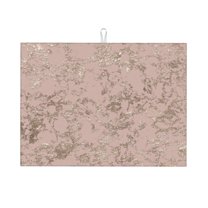 Honeii Rose Gold Marble Texture Print Kitchen Drying Mat Coffee Bar Mat Hide Stain Coffee Maker Mat for Countertops Coffee Pot Dish Drying Mat