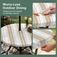 thumbnail image 5 of Round Outdoor Tablecloth with Umbrella Hole and Zipper, Beige Striped Tablecloth with Elastic Waterproof, Modern Thin Line Vertical Stripes Patio Table Covers for 31" - 35" Picnic Pool Tables, 5 of 9