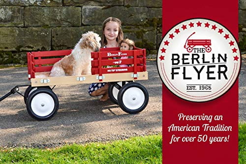 BERLIN FLYER BIG FOOT WHEEL WOODEN BIG WAGON MADE IN USA AMISH AMERICA RED NEW 